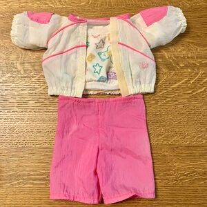 Vintage Cabbage Patch Kids Pink Windbreaker Outfit W Teddy Bear Sweatshirt Rare